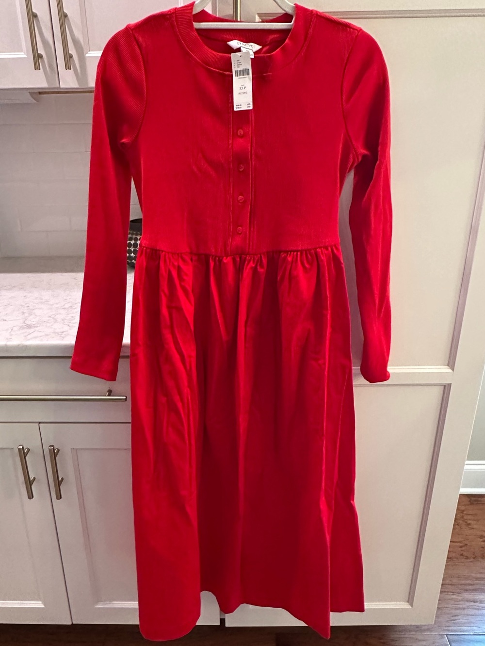 New with tags! Red Long-Sleeve Button Front Dress